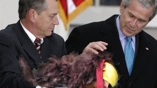 In Thanksgiving Tradition, Bush Pardons Scooter Libby In Giant T