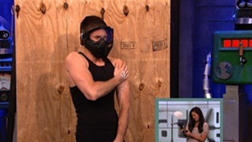 Olivia Shoots Kevin With a Paintball Gun
