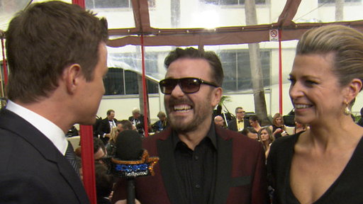 2012 Golden Globes Red Carpet: Ricky Gervais Talks Hosting - 'I' Video