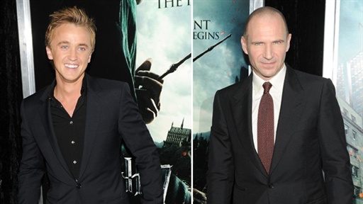 Ralph Fiennes and Tom Felton at the New York 'Harry Potter and t