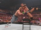 The Viper gives John Cena an RKO on a steel chair