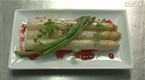 Braised White Asparagus with Blood Orange Reduction