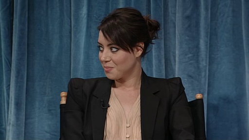 Description Cast member Aubrey Plaza April Ludgate shares a story about 